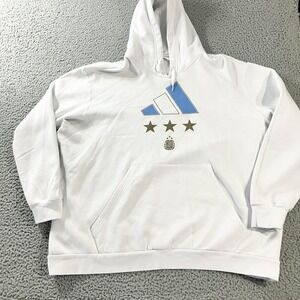 Argentina AFA‎ Adidas Hoodie Mens 3XL White Soccer Pullover Fleece Top Outdoors
